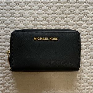 Michael Kors Black Wallet with Gold Hardware